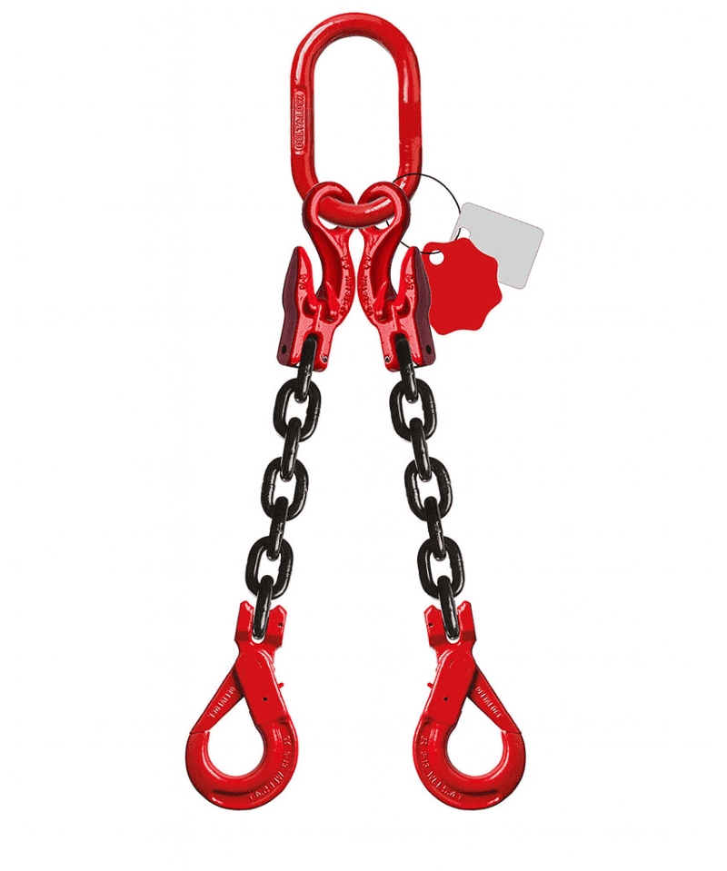 élingue de levage chaine 2 brins grade 80 crochets automatiques et raccourcisseurs