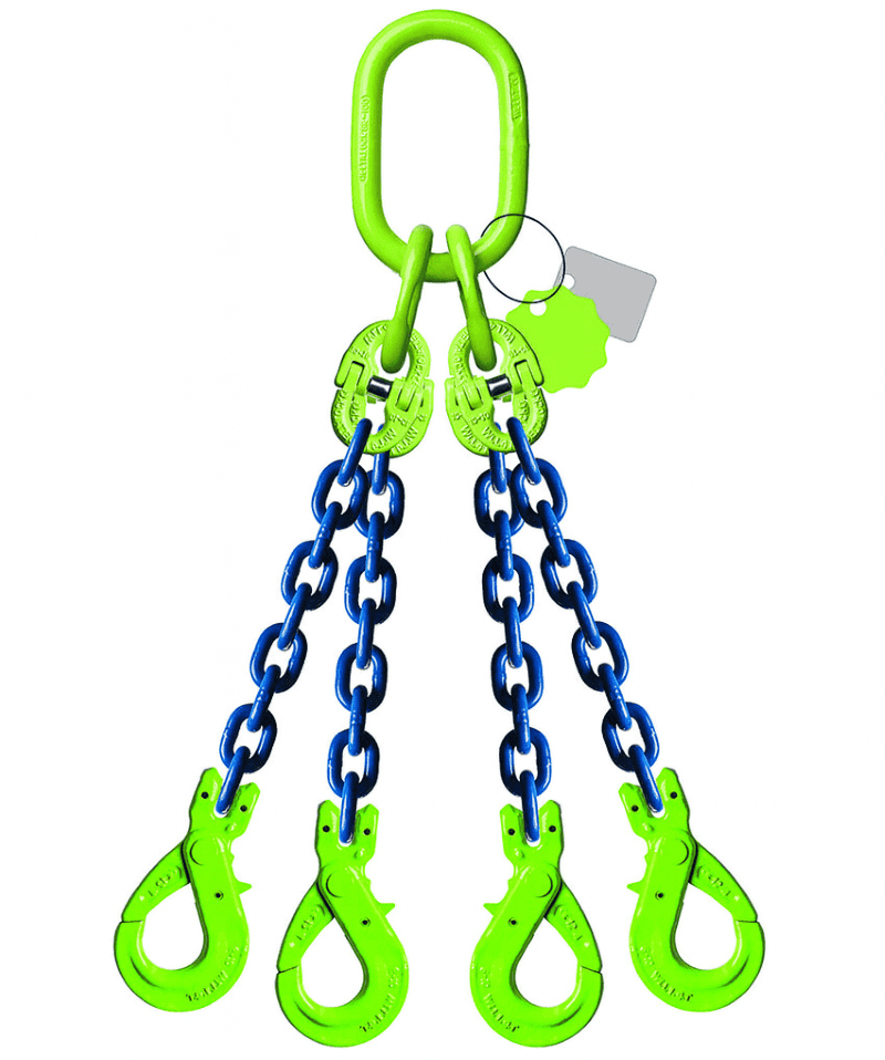 élingue de levage chaine 4 brins grade 100 crochets automatiques