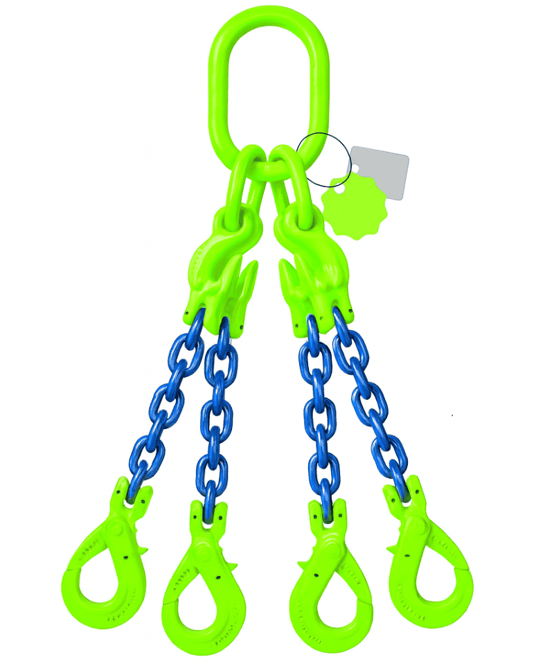 élingue de levage chaine 4 brins grade 100 crochets automatiques et raccourcisseurs