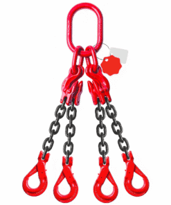élingue de levage chaine 4 brins grade 80 crochets automatiques et raccourcisseurs