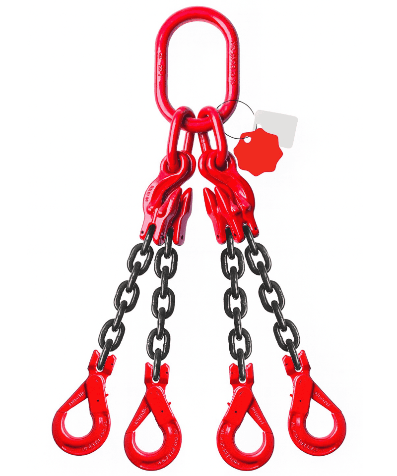 élingue de levage chaine 4 brins grade 80 crochets automatiques et raccourcisseurs