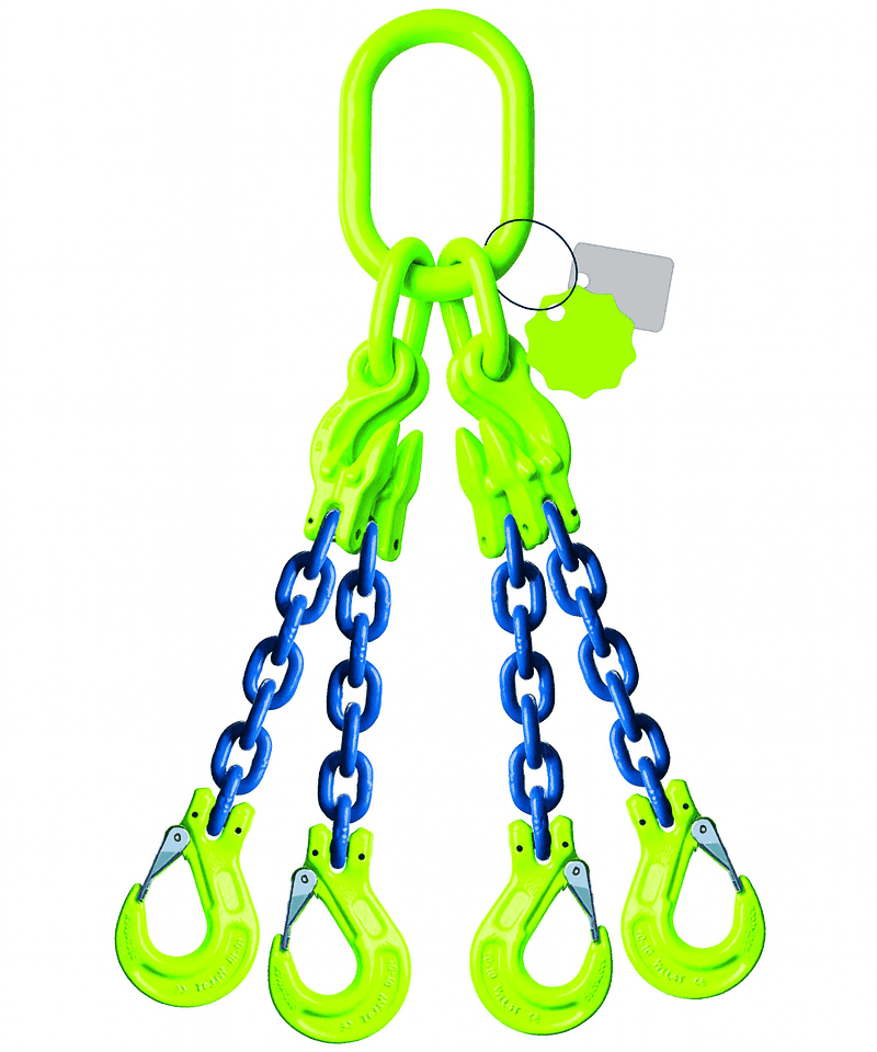 élingue de levage chaine 4 brins grade 100 crochets linguet et raccourcisseurs